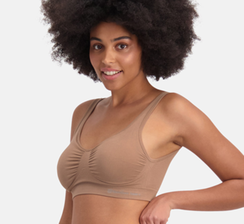 Bamboo Basics Bamboo basics - Vormgevende Crop Beha met Padding - Bronze - Fleur