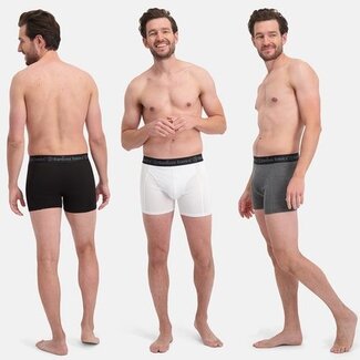 Bamboo Basics Boxershorts Rico - Set van 3 stuks - Grijs Wit Zwart