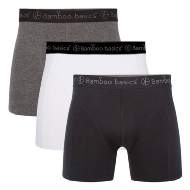 Bamboo Basics Boxershorts Rico –  Grijs Wit Zwart  - (3-Pack)
