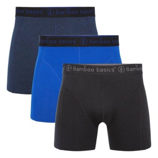 Bamboo Basics Boxershorts Rico –  Zwart Blauw Marine  - (3-Pack)