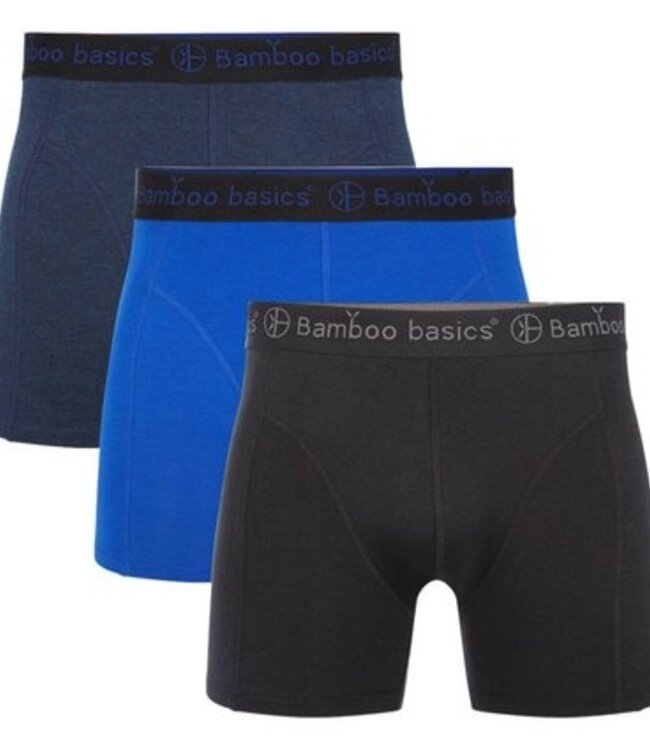 Bamboo Basics Boxershorts Rico –  Zwart Blauw Marine  - (3-Pack)