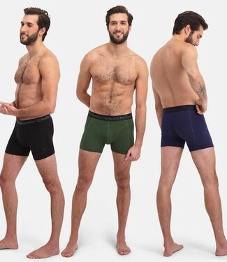 Bamboo Basics Boxershorts Rico - Set van 3 stuks - Zwart Legergroen Marine