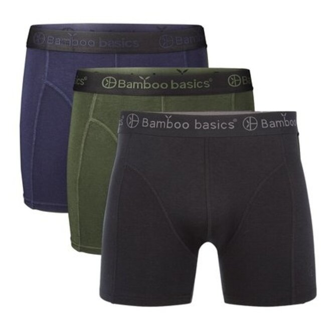 Bamboo Basics Boxershorts Rico – Black Army Green Navy- (3-Pack)