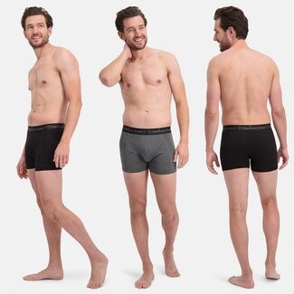 Bamboo Basics Boxershorts Rico - Set van 3 stuks - Zwart Grijs Zwart