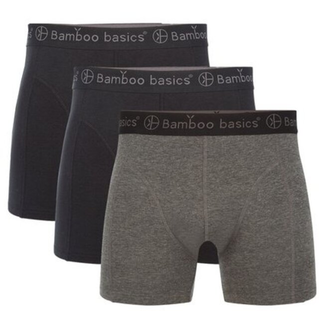 Bamboo Basics Boxershorts Rico –   Zwart Grijs Zwart    - (3-Pack)
