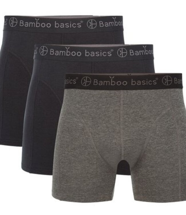 Bamboo Basics Boxershorts Rico –   Zwart Grijs Zwart    - (3-Pack)