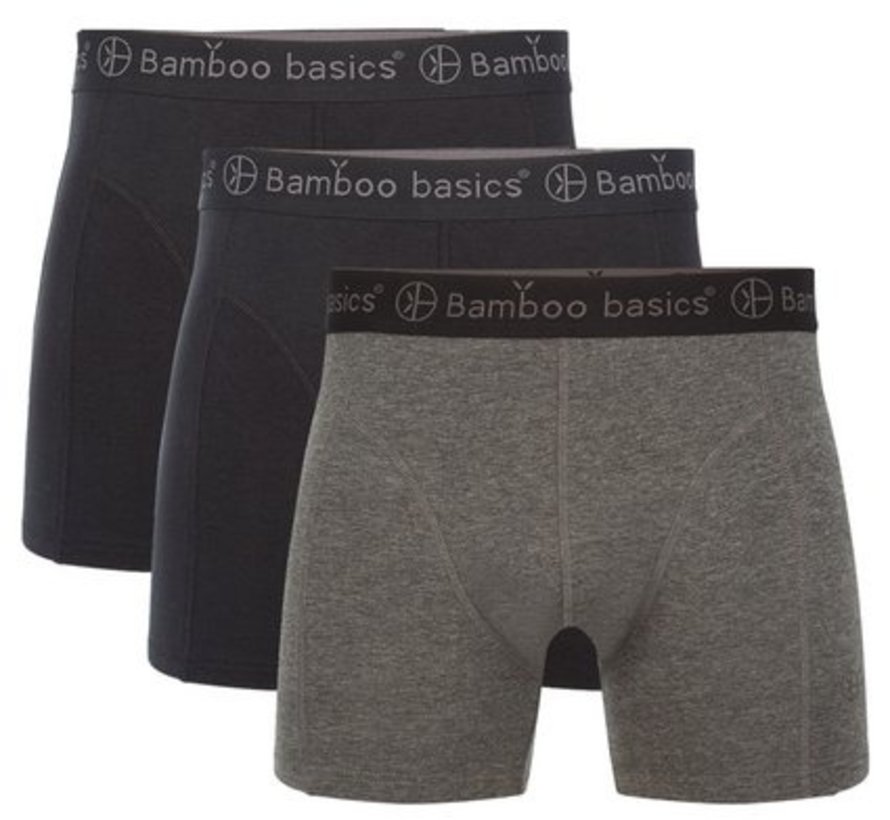 Bamboo Basics Boxershorts Rico - Noir Gris Noir- (Lot de 3)