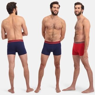 Bamboo Basics Boxershorts Rico - Set van 3 stuks - Marine Rood Marine