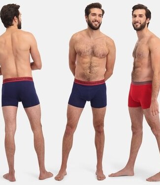 Bamboo Basics Boxer shorts Rico - Set of 3 pieces -  Navy Red Navy