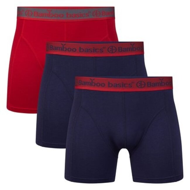 Bamboo Basics Boxershorts Rico - Marineblau, Rot, Marineblau - (3er-Pack)