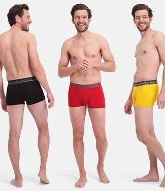 Bamboo Basics Boxershorts Liam - Set van 3 stuks - Rood Zwart Geel