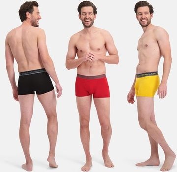 Bamboo Basics Boxer Liam - Lot de 3 pièces - Rouge Noir Ocre