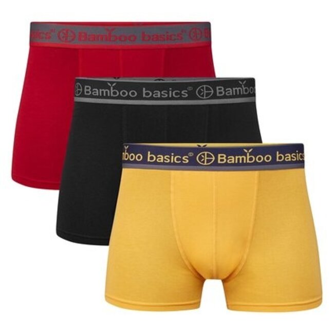 Bamboo Basics Boxershorts Liam –  Rood Zwart Geel  - (3-Pack)