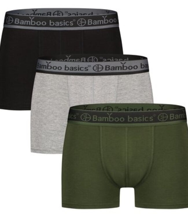 Bamboo Basics Boxershorts Liam – Black Army Grey - (3-Pack)