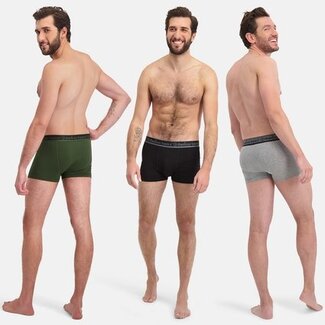 Bamboo Basics Boxer shorts Liam - Set of 3 pieces - Black Army Grey