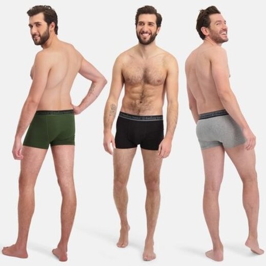 Bamboo Basics Boxershorts Liam – Set van 3 stuks – Zwart legergroen Grijs