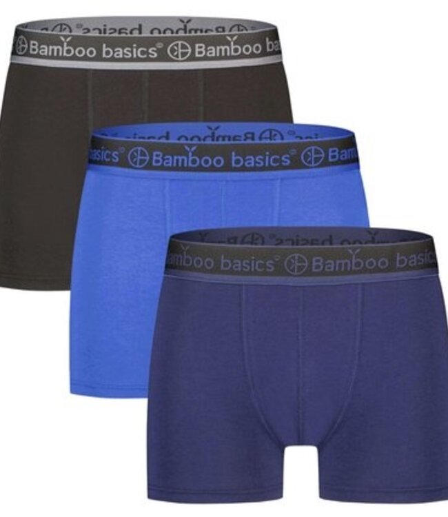Bamboo Basics Boxershorts Liam –  Zwart Blauw Marine    - (3-Pack)
