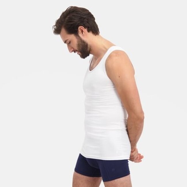 Tank Top for Men - (2-pack) Stef - White - Bamboo Basic - Bamboo