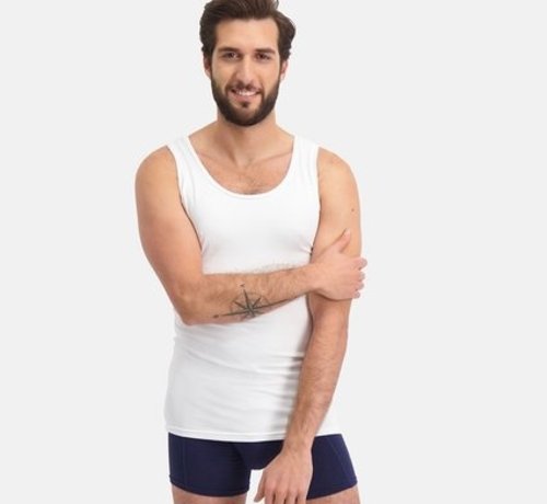 Bamboo Basics Tank Top for Men - (2-pack) Stef - White - Bamboo Basic - Bamboo