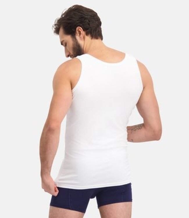 Tank Top for Men - (2-pack) Stef - White - Bamboo Basic - Bamboo