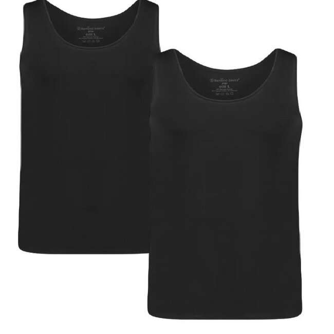 Tanktop voor Heren -  (2-pack) Stef -  Zwart  - Bamboo Basic - Bamboe