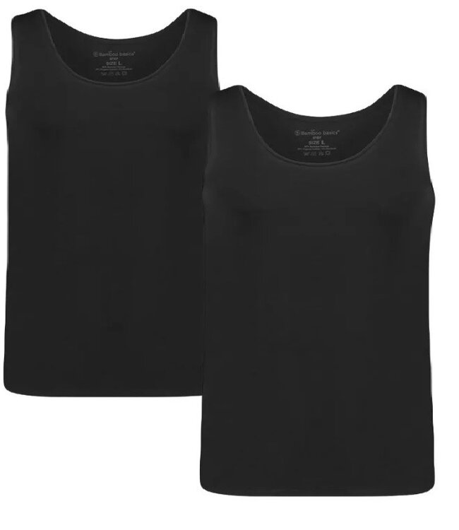 Tank Top for Men - (2-pack) Stef - Black - Bamboo Basic - Bamboo