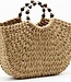 Modern Wicker Handbag with Beads - XL - PE-Florence - Beach Bag - Camel