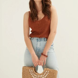 Ecarla Geflochtene Boho-Handtasche mit Muscheln - Strand-Look