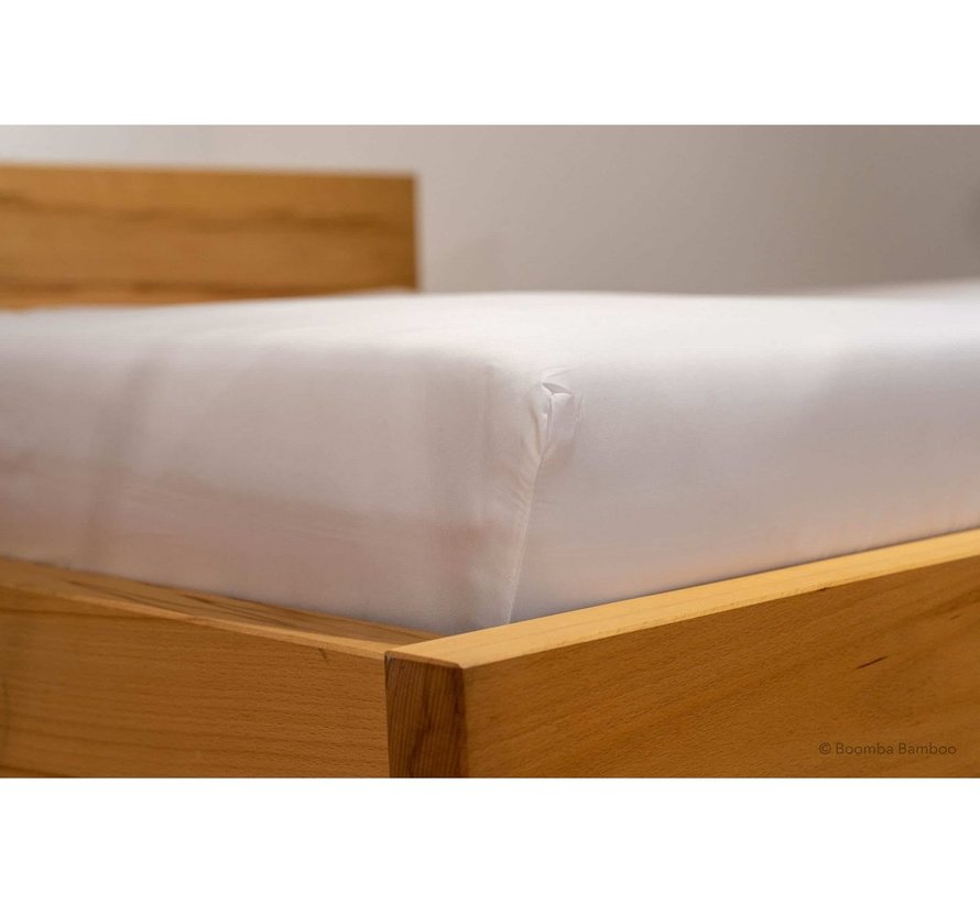 Boomba Premium fitted sheet for top mattress 100% bamboo - Soft Taupe  - Coco White