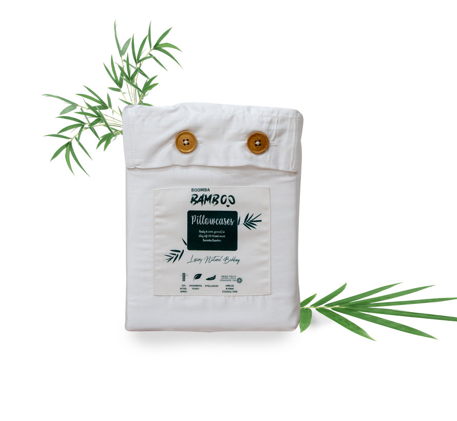 Taies d'oreiller en bambou Boomba Premium 100% bambou Coco blanc 400TC