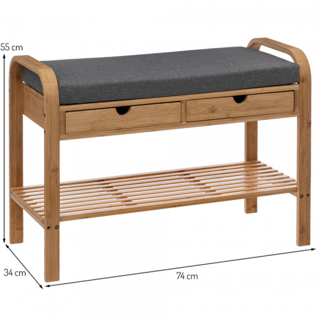 Bamboo Modern Sofa with Shoe Rack + 2 Drawers - Atmosphera