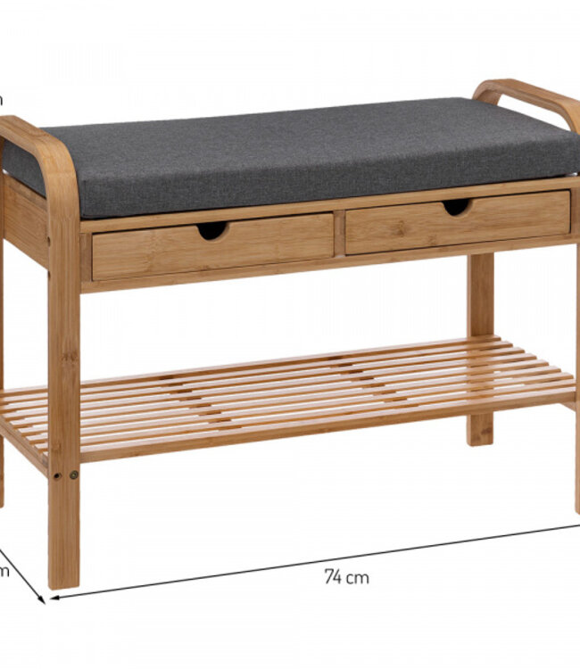 Bamboo Modern Sofa with Shoe Rack + 2 Drawers - Atmosphera