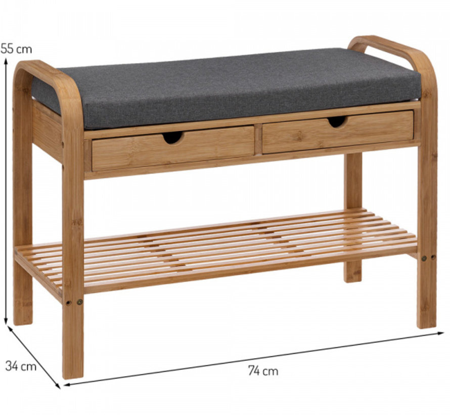 Bamboo Modern Sofa with Shoe Rack + 2 Drawers - Atmosphera