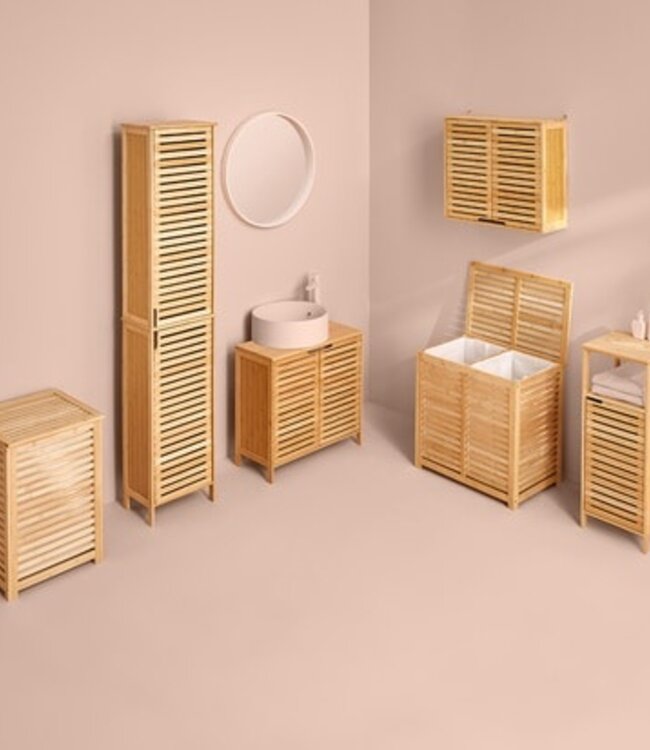 Bamboo Laundry Basket with Stool - 35 Liter - Storage Stool