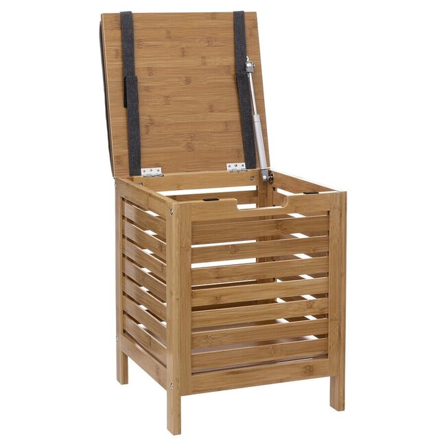 Bamboe Wasmand met Kruk - 35 Liter - Opbergkruk - 35 x 35 x 49