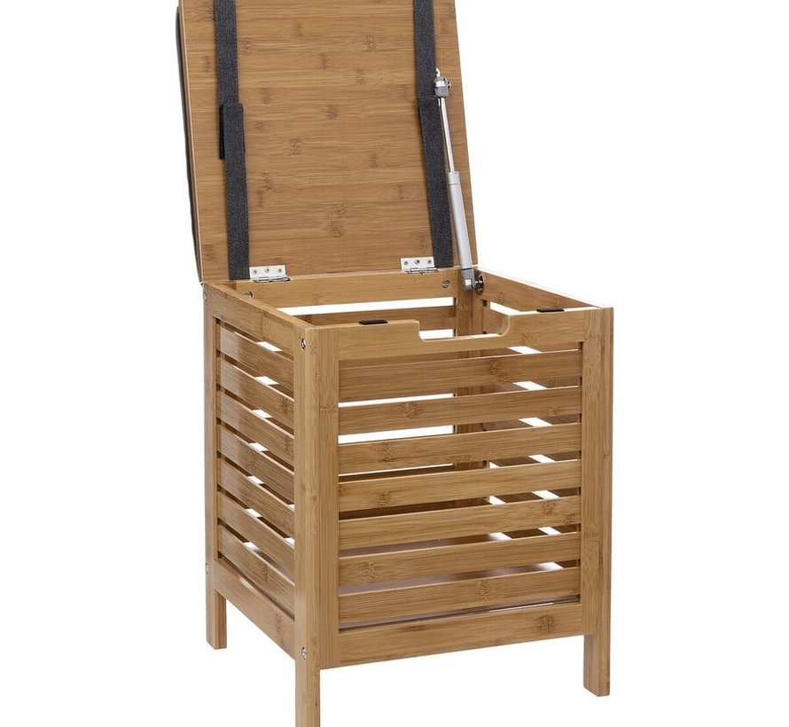 Panier à linge en bambou avec tabouret - 35 litres - Tabouret de rangement