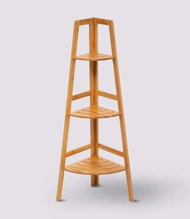 Five® - Bamboo Corner Bathroom Rack - Storage Rack with 3 Layers - Strong Quality
