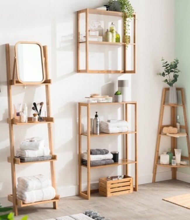 Five® - Bamboo Corner Bathroom Rack - Storage Rack with 3 Layers - Strong Quality