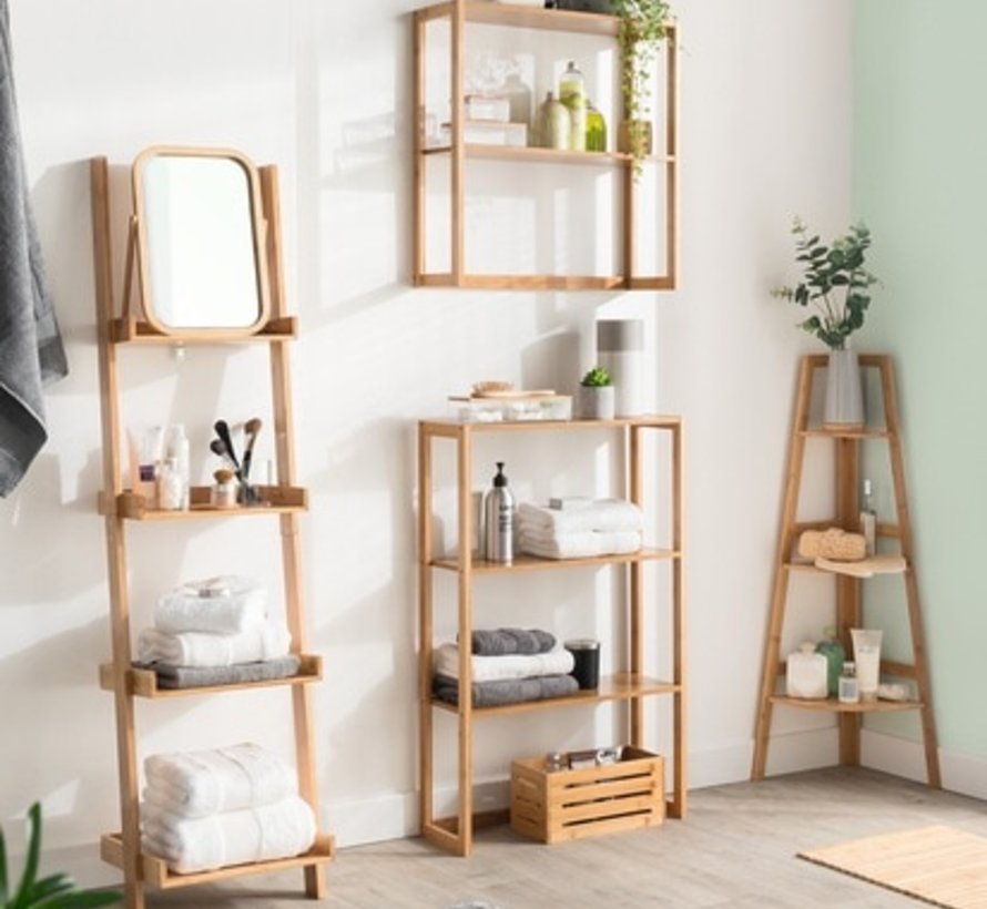 Five® - Bamboo Corner Bathroom Rack - Storage Rack with 3 Layers - Strong Quality