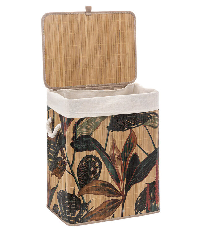 Exotische Gebladerde Bamboe Wasmand  -   50 x 41 x 30 cm - 50 liter