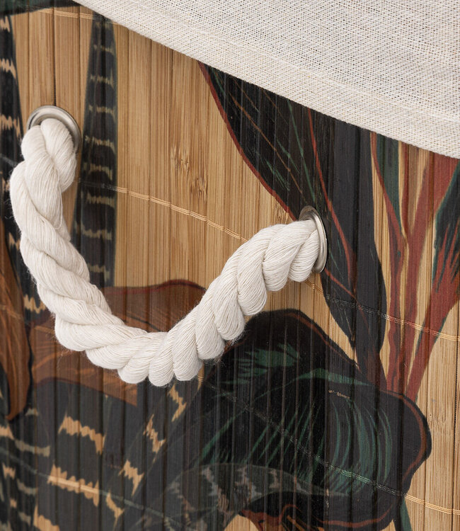 Exotic Leaved Bamboo Laundry Basket - 50 x 41 x 30 cm - 50 liters