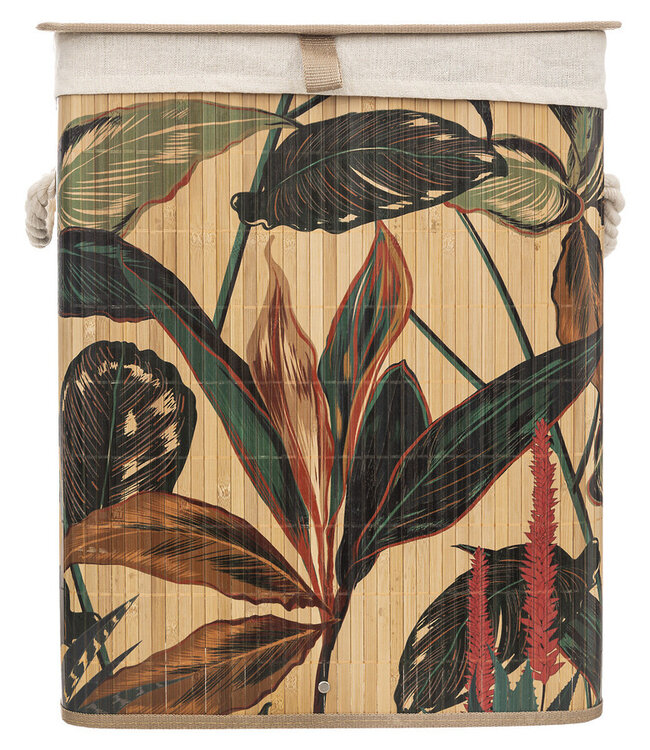 Exotic Leaved Bamboo Laundry Basket - 50 x 41 x 30 cm - 50 liters