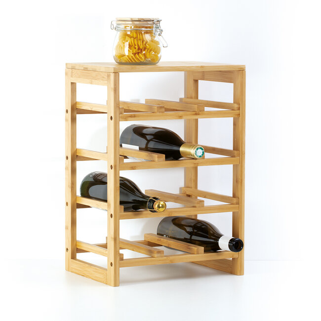Bottle rack for 12 Wine bottles - 35 x 24 x 47 cm  - Bamboo - Water resistant