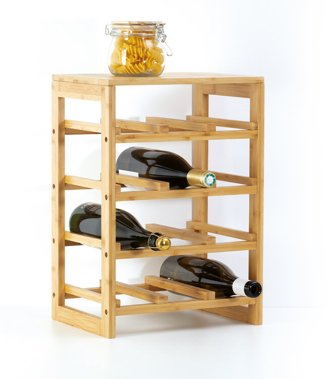 Bottle rack for 12 Wine bottles - 35 x 24 x 47 cm  - Bamboo - Water resistant