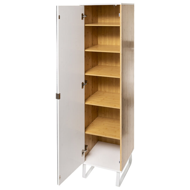 Bamboe badkamer kast - Incl spiegeldeur - 6 vaks + 2 Handdoekhouders