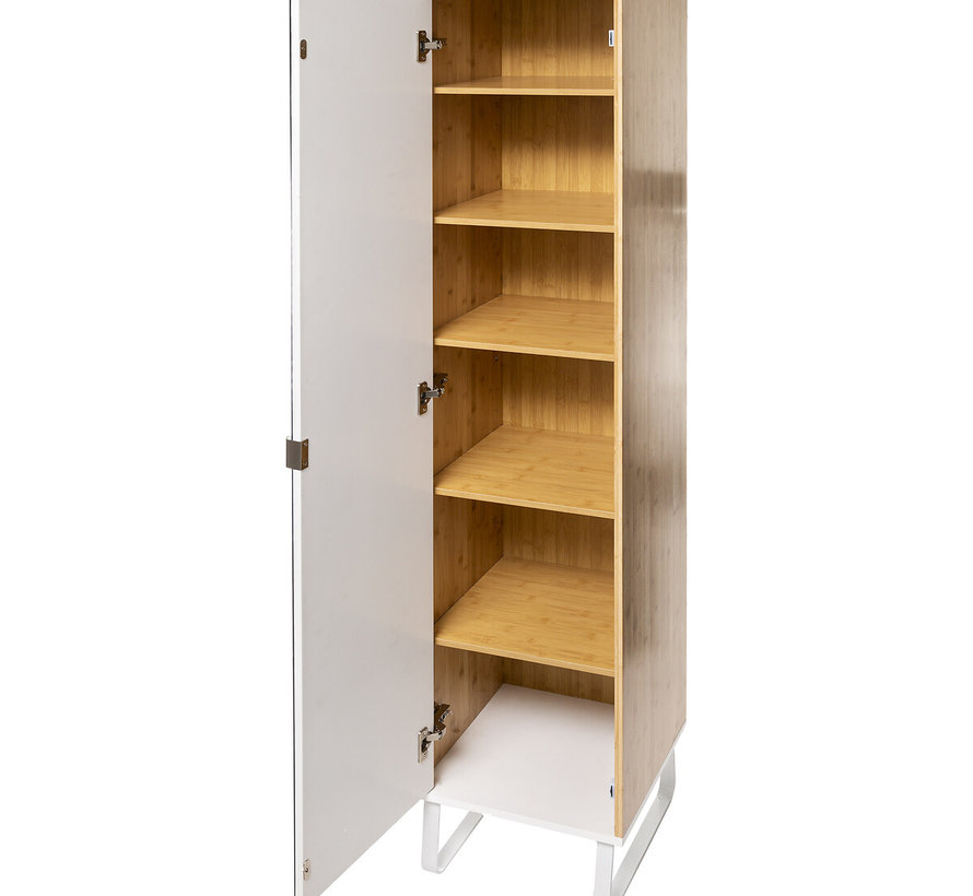 Bamboo bathroom mirror included 6 compartments