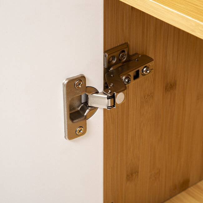 Bamboe badkamer kast - Incl spiegeldeur - 6 vaks + 2 Handdoekhouders