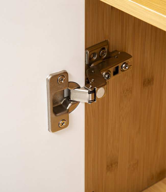 Bamboe badkamer kast - Incl spiegeldeur - 6 vaks + 2 Handdoekhouders