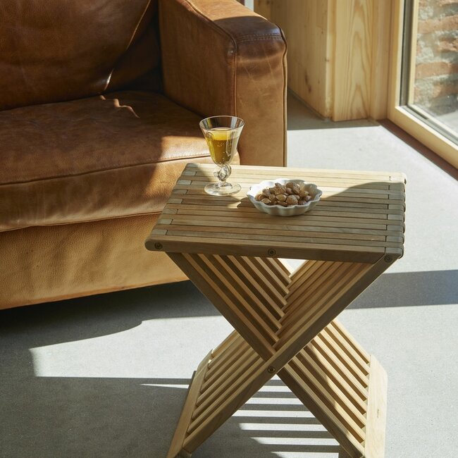 Design Bamboe klapstoel - Bijzettafel - Inklapbaar  - 40 x 32 x 45 cm - Krukje