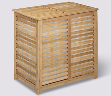 Meuble en bambou 2 en 1 avec étagères panier à linge intégré 43L Meuble de  rangement salle de bain 95 cm